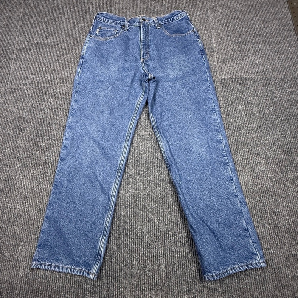 Carhartt B155 DST Mens Fleece Lined Relaxed Fit Jeans Dark Stonewash 35x30